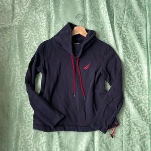 Nautica Navy Blue Tall Neck Pullover Hoodie